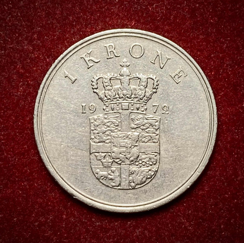 Moneda 1 Corona Dinamarca 1972 Km 851 Federico 9