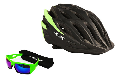 Combo Casco In Mould Marca Fast + Lentes Ciclismo