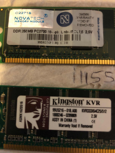 Memoria Ddr Pc2700 333 Mhz Kingston 512 Mb Y Novatech 256 Mb