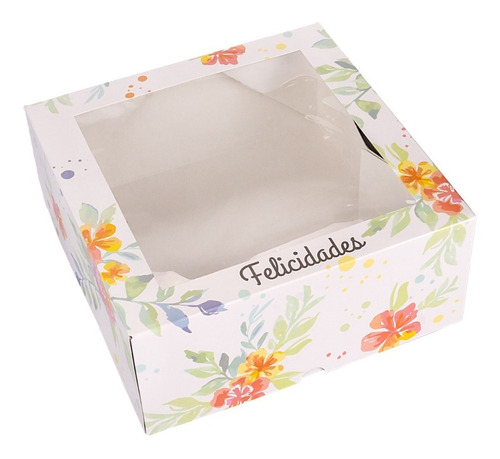 Caja Torta Navidad  Con Visor (25*25*10cm) X 25 U.