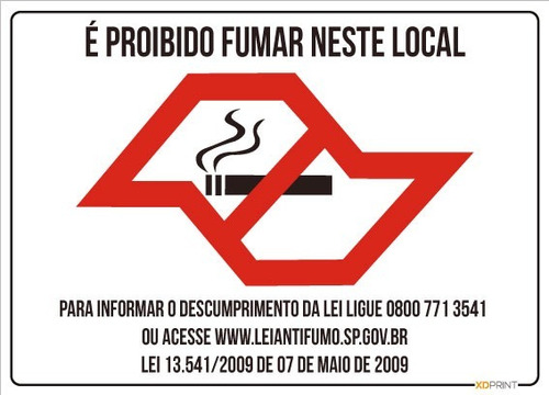 Placas Proibido Fumar 18x25 Cm