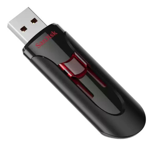 Pen Drive Sandisk Cruzer Glide USB 3.0 de 64 GB SDCZ600-064G-G35, color negro/rojo, diseño, nombre Sandisk
