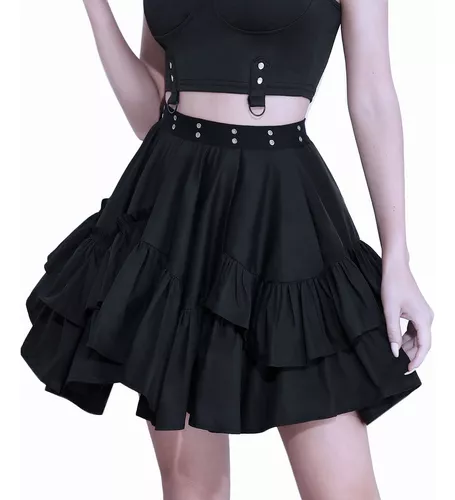 Falda Circular Mujer Sexy Vinipiel Negra Corta Moda - $ 298