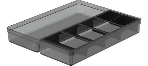 Organizador de cajones transparente para cubiertos con soporte para utensilios, color negro