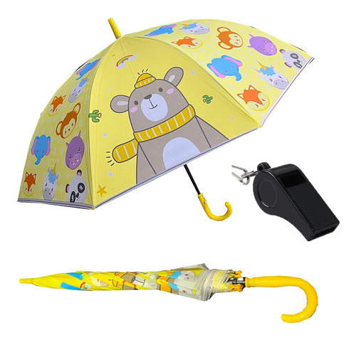 Paraguas Infantil Con Silbato, Goma Eva Estampados Color Amarillo