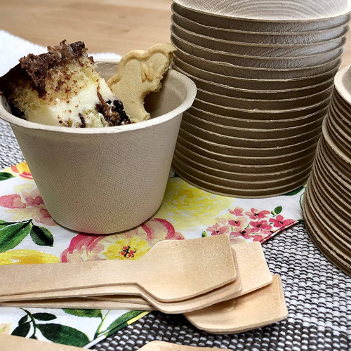 Tazas Y Tapas De Soufflé De 2 Onzas, 100% Biodegradables Y C