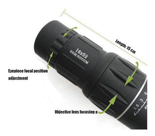 Imagen 4 de 5 de Monocular Vak 16x52 Alcance 6km Zoom Contra Agua Día Y Noche