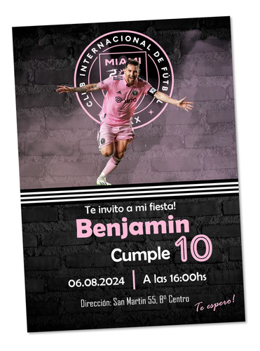 Invitación Cumpleaños Messi Inter Editable Imprimible Mod03