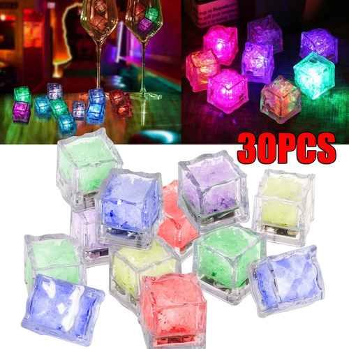 30 Cubitos De Hielo Led Brillantes Y Luminosos Para Fiesta