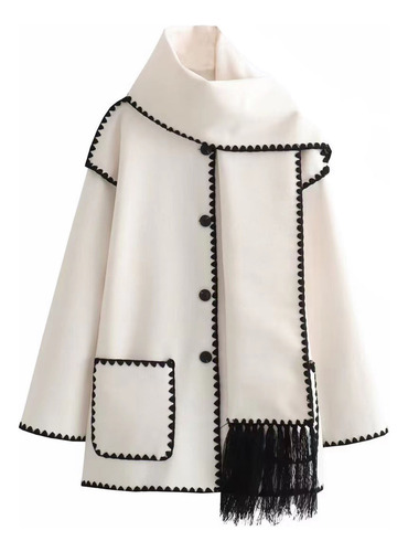 Jaqueta Feminina De Lã De Inverno Espessada E Folgada Tassel