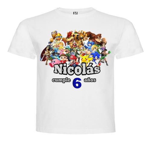 Polera Super Smash Bros Personalizada Algodón 100%