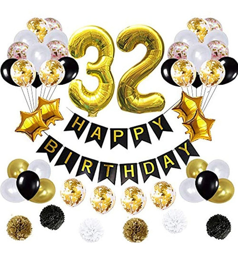 Globos De Decoración Para Cumpleaños Número 32