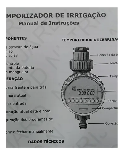 Programador Digital Para Irrigação - Timer - 16 Programas
