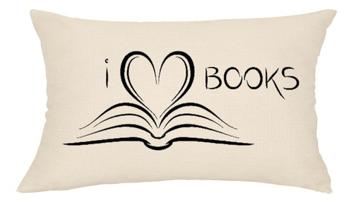 Funda Almohada Decorativa Texto Ingl  I Love Books  12 X 20 