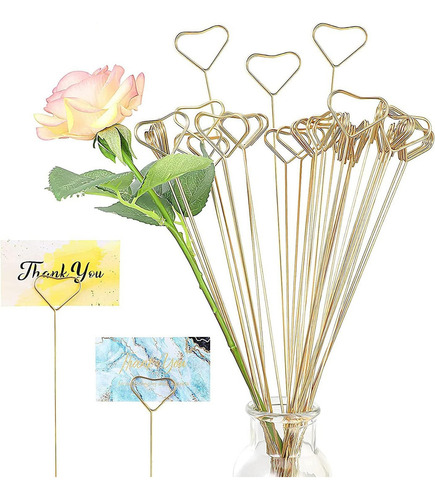 A 50 Tarjeteros Metálicos Con Forma De Corazón Y Flores
