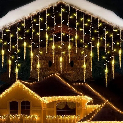 Juego Luces Navidad Cascada 120 Led 4 Mts Blanco Calido