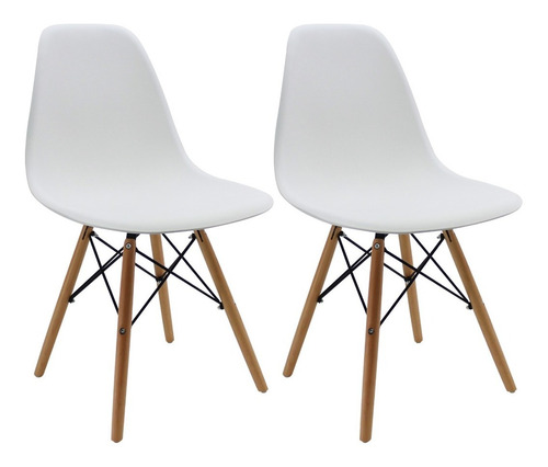 Kit X 2 Sillas  Eames Madera Para Comedor