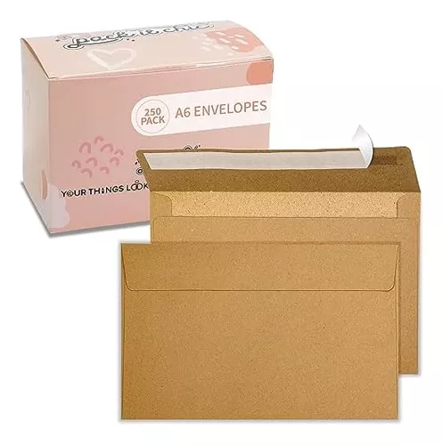 Paquete de 50 sobres de papel kraft de 4 x 6 pulgadas, sobres A4, sobres de  tarjetas, sobres de papel kraft, sobres de invitación, sobres para