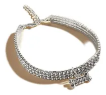 Comprar Collar Para Gatos Con Diseño De Brillos Y Hueso Color Plateado Collar Catalina Tamaño Del Collar Único