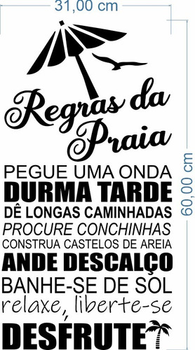 Adesivo Decorativo De Parede Regras Da Praia - 60x31cm