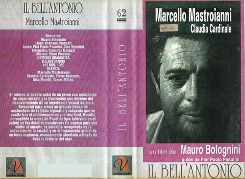 Il Bell' Antonio Vhs Marcello Mastroianni Claudia Cardinale (Usado)