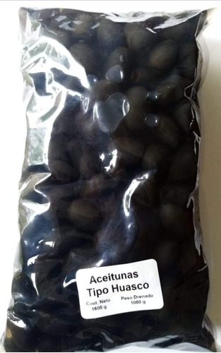 Aceitunas Negras Calibre Huasco, Bolsa De 1 Kg Drenados 
