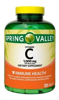 Vitamina C 1000mg With Rosa Hips Spring Valley 250 Tab Eeuu Sabor Sin sabor