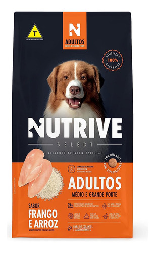 Ração Cães Nutrive Select Adulto Médio E Grande Fra/arr 15kg