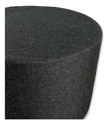 Taburete Ottoman Circular Con Funda En Lino Gris Oxford