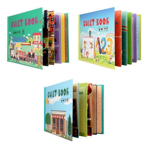 Montessori Quiet Book Libros De Aprendizaje For Niños 3pcs