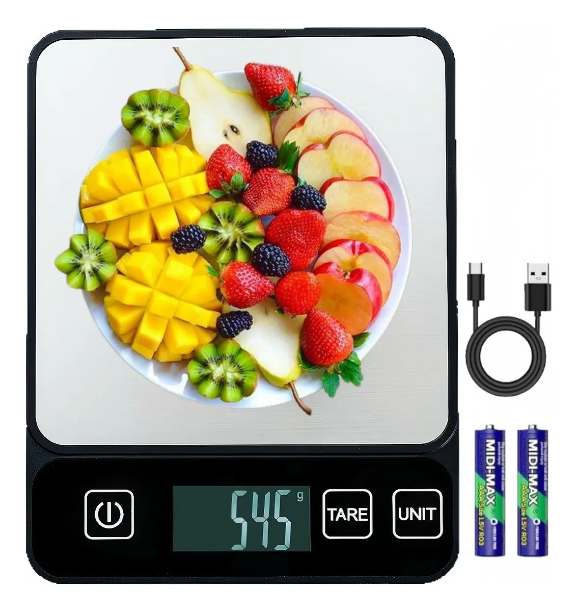 Báscula Digital de Cocina Quansheng, 10 kg con Precisión de 1g y Doble Alimentación