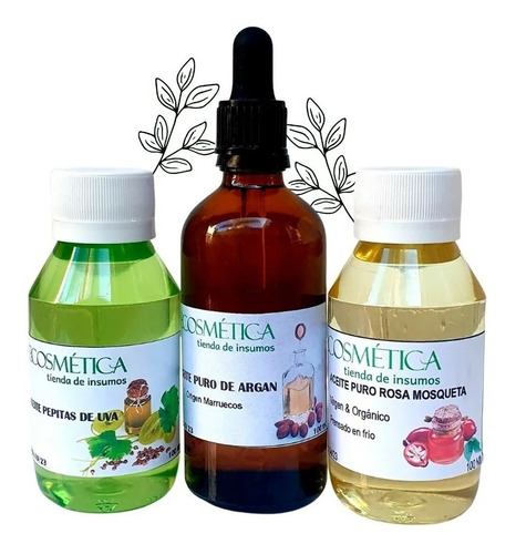 Kit Aceites Vegetales Rosa Mosqueta - Argán - Pepitas De Uva