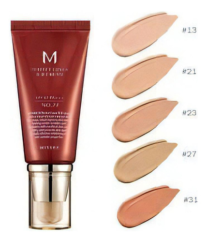 Base de maquillaje Missha M Perfect Cover BB Cream tono 21 de color beige claro, 50 ml