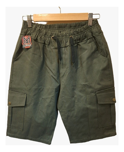 Bermuda Short Hombre Cargo Bolsillos Gabardina Elastizada