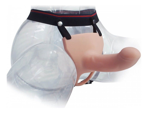 Capa Pênis Oca Com Cinta Para Aumento Peniano 17cm Cyberskin Cor Creme