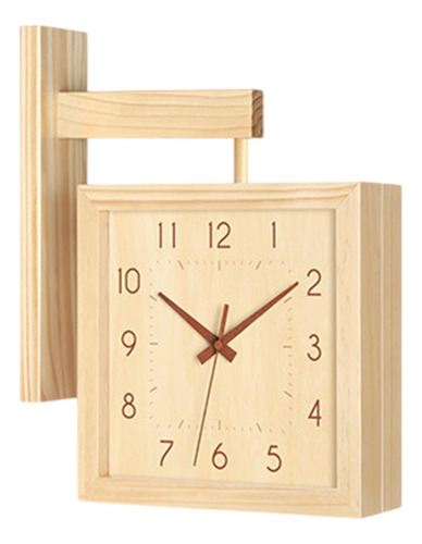 Reloj De La Pared De Doble Cara Diseño Color De Madera