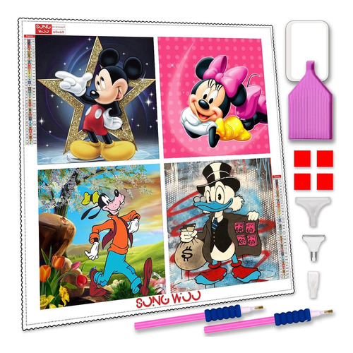 4 Kits Pintura Diamante Para Adulto Niño Principiante  Arte