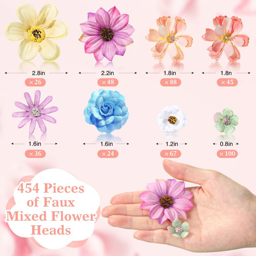 Jexine 434 Piezas Mini Cabezas De Flores Cabezas De Flores F