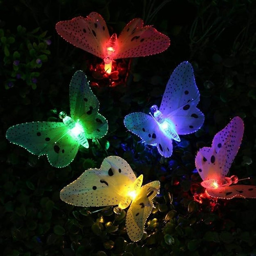 Guirnalda De Luces Solares De Mariposa 20 Luces Led De Fibra