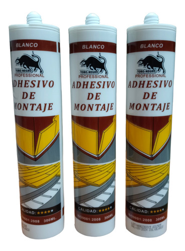 Pak 3 Silicona Adhesivo De Montaje Blanco Tubo 300ml