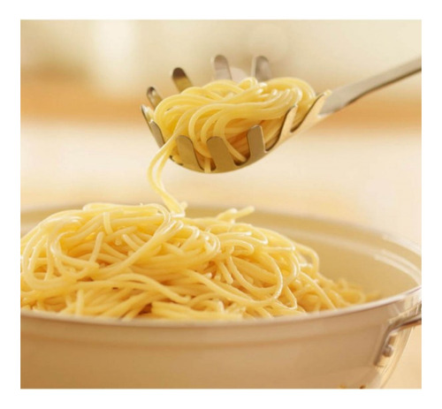 Cuchara Pasta Acero Inox 43 Cm Mango Blanco
