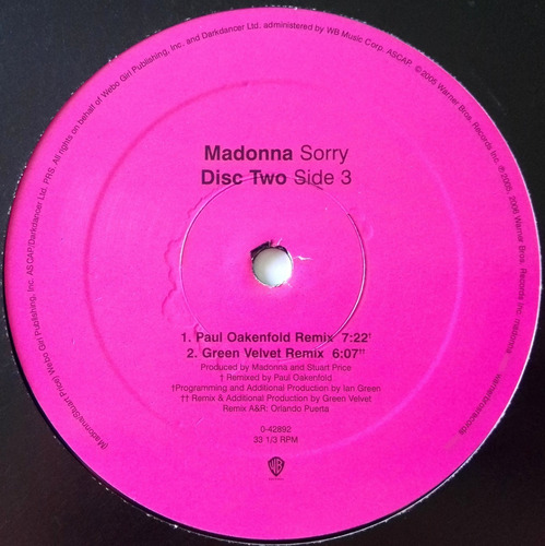 Madonna Sorry (remixes) Vinil Double Maxi Single Dj 90´s 42 (Usado)