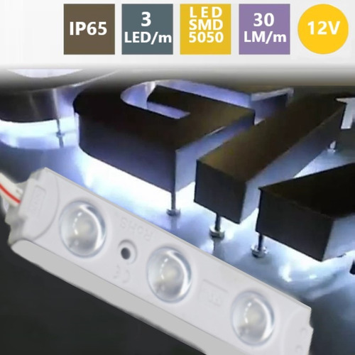 Modulo Led 5050 Smd 3 Chips 30lm Ambar 12v Exterior Pack 100