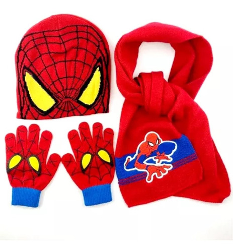 Spiderman Hombre Araña Gorro, Guantes Y Bufanda Marvel