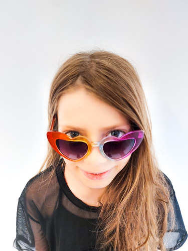 Anteojos De Sol Kids Corazón Love Importados Niños Lente Obscuro Varilla Multicolor Armazón Multicolor