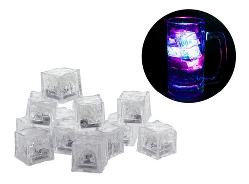 12 Cubos De Hielo Luminosos Luz Led Sumergible Antro Fiesta