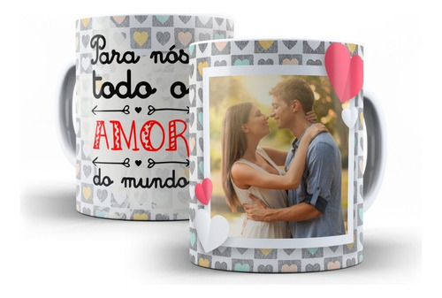 Caneca Casal Namorados Xícara Namorada C/ Foto Todo Amor Cor Branco