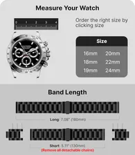 Imagen 1 del producto 20/22mm Correa Metálica Compatible Con Samsung/huawei/otros Negro 2 Cm