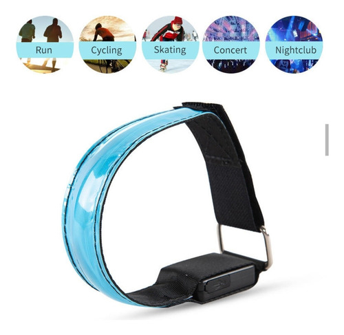Pack 6 Pulsera Led Azul Para Corredor Brazalete Reflejante