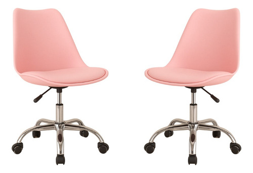 Set 2 Sillas Eeames Ejecutiva Oficina Moderna Hogarden Color Rosa